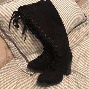 Long black suede boots - size 7